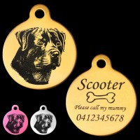 Rottweiler Engraved 31mm Large Round Pet Dog ID Tag